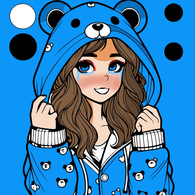 realistic girl in a animal pjs hoodie