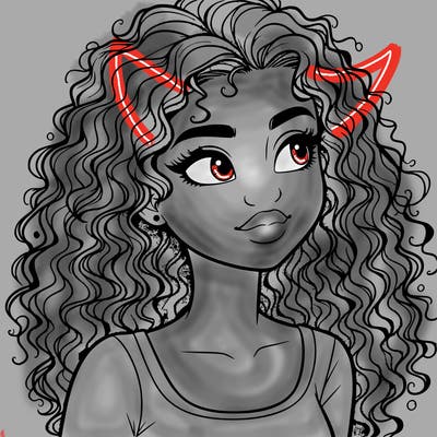 realistic girl with curly hair