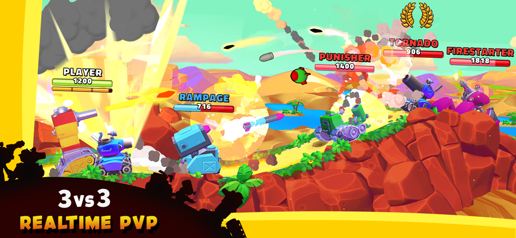 Hills of Steel 2 - 3v3 realtime PvP tank battle in Hills of Steel 2