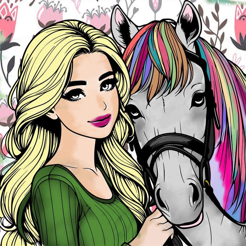 realistic girl with horse