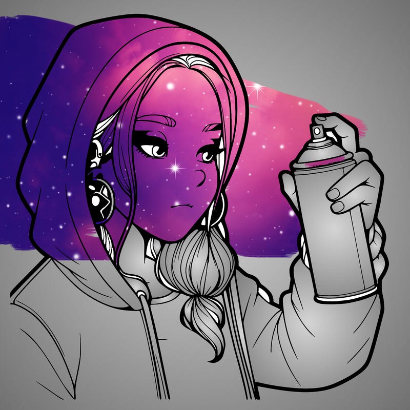 a realistic girl, spray painting