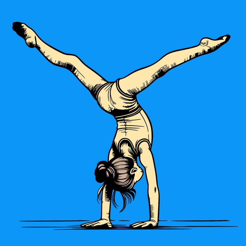 realistic gymnastic hand stand girl in four splits