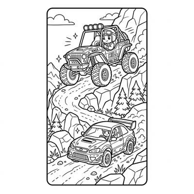 Get ready for high-octane action with our Hillclimb Racers bookmark coloring page! This exciting design captures the thrill of racing up a steep mountain, perfect for personalizing your favorite books.
