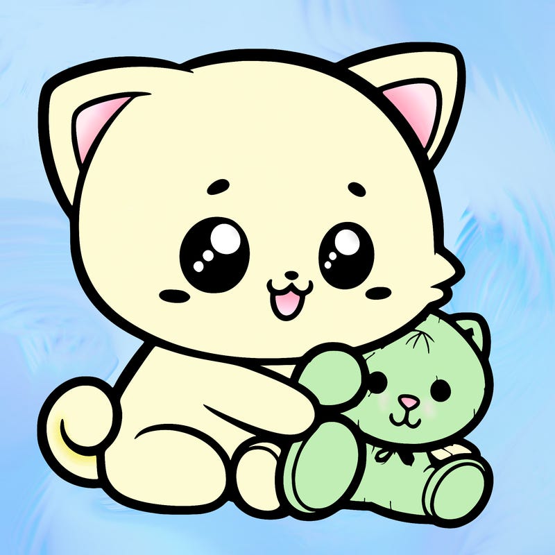 a baby cat with stuffy
