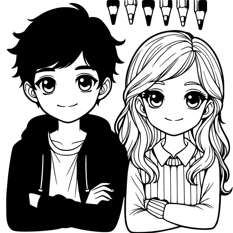 a boy and girl realistic
