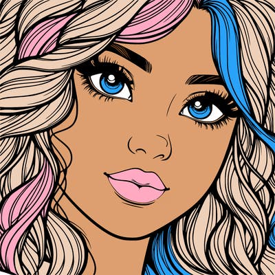 beautiful realistic girl close up to the camera with wavy hair,