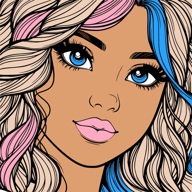 beautiful realistic girl close up to the camera with wavy hair,