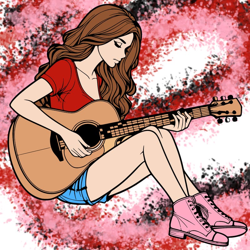 realistic woman play guitar
