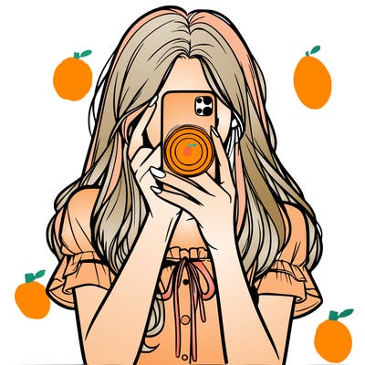 a realistic girl holding her phone taking pictures