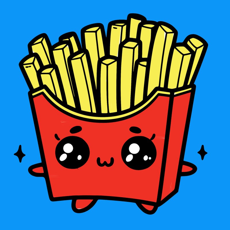 a cute. french fries