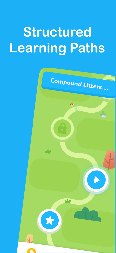 NOOR – Teaches Quran for Kids - Uma tela de aplicativo móvel mostrando um caminho de aprendizado estruturado e gamificado para crianças estudarem o Alcorão.