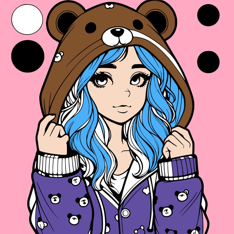 realistic girl in a animal pjs hoodie