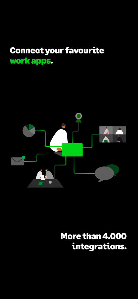 Sage Sales Management app interface showing connectivity with over 4000 work applications