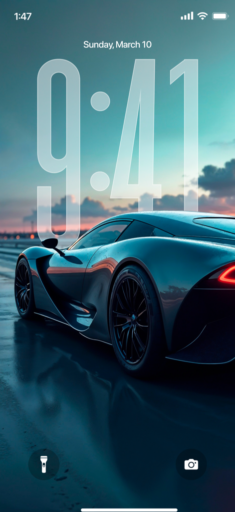 Wallpapers 4K HD Live Themes - A high definition 4K supercar wallpaper displayed on an iPhone lock screen