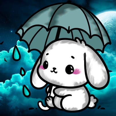 cute bunny with a tiny umbrella