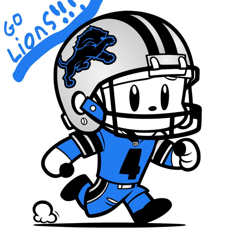 animated detroit lions player wearing number four