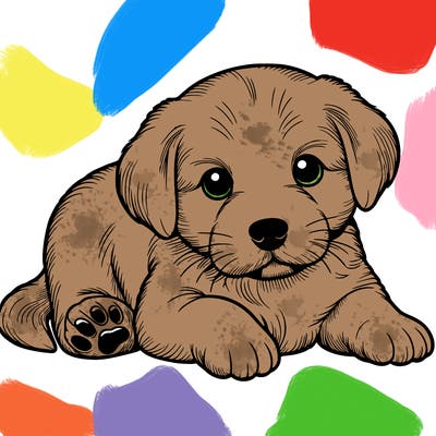 a cute realistic puppy