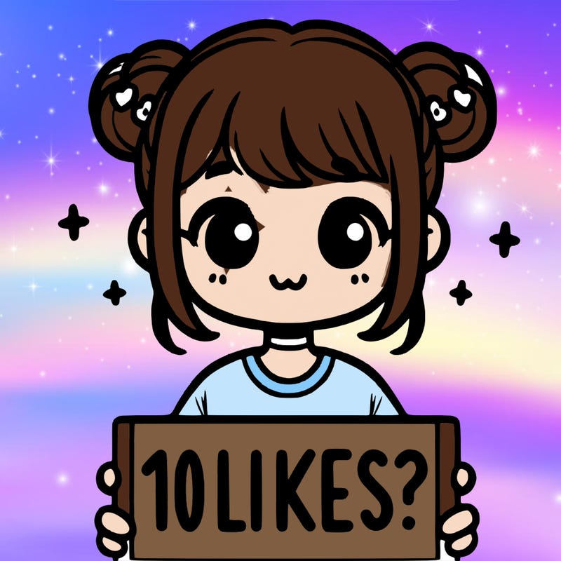 cute girl that is holding a sign that says 10 likes?