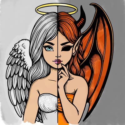 realistic angel half demon