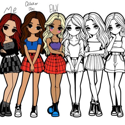 a group of girls realistic