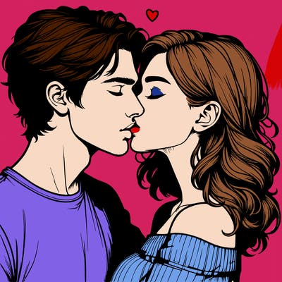 realistic couple kissing