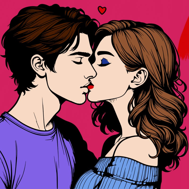 realistic couple kissing