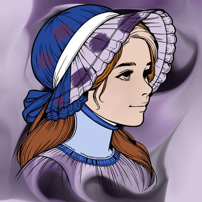 realistic profile picture of girl with a bonnet