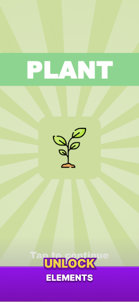 Alchemy - Merge Puzzle Game - Unlock screen for the plant element in the Alchemy merge puzzle game