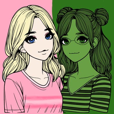 two girls realistic