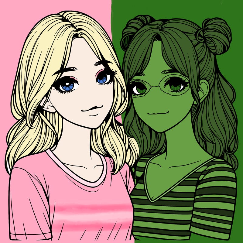 two girls realistic