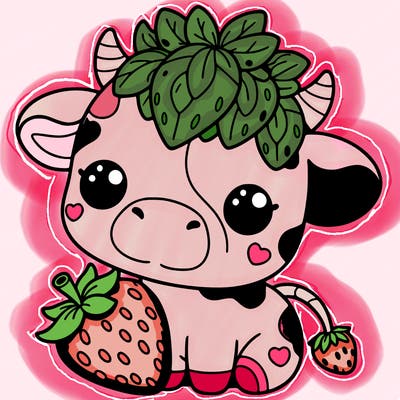 cute strawberry cow
