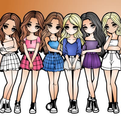 a group of girls realistic