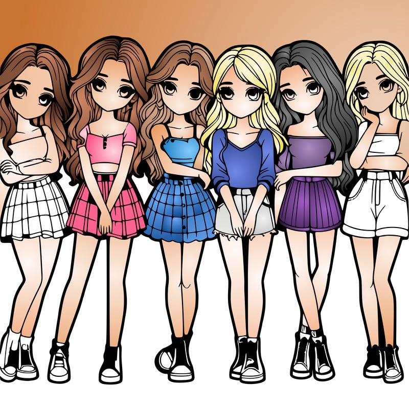 a group of girls realistic