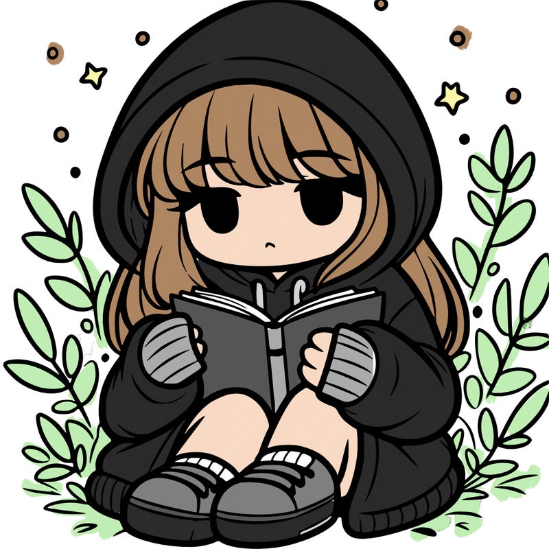 girl in oversized hoodie reading a book