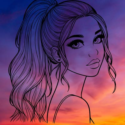 realistic pretty girl with high pony tail