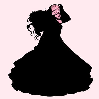 realistic woman with dress flowing in the wind