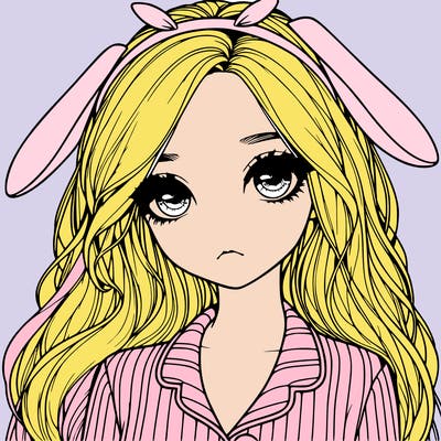 realistic girl with bunny pjs