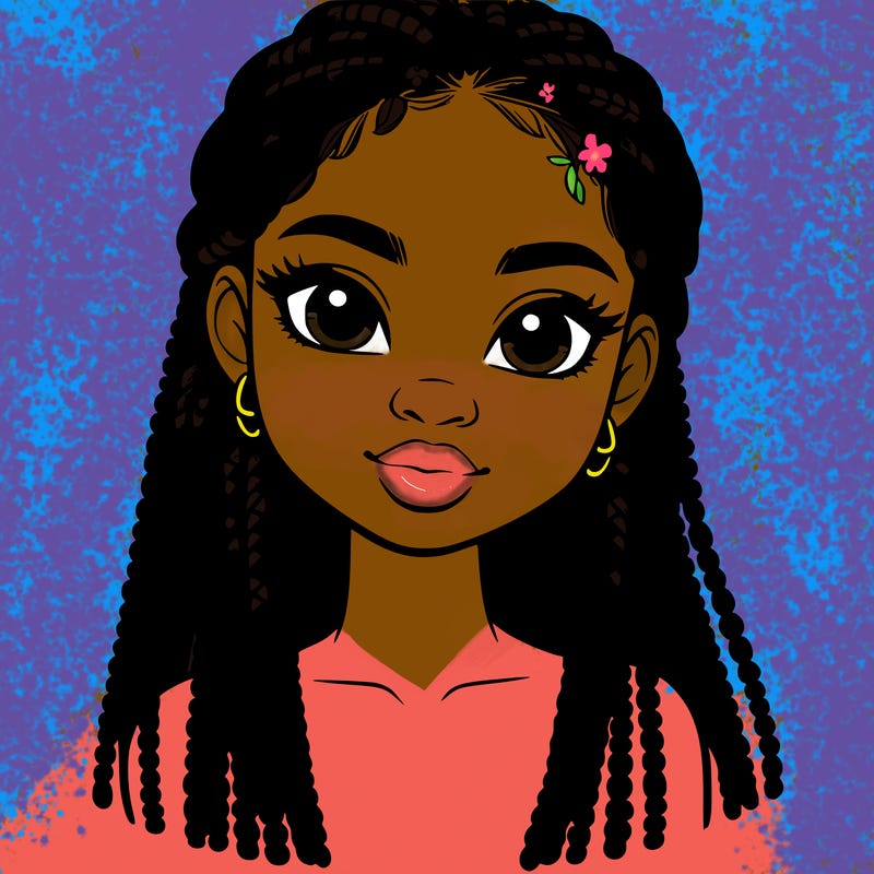 a realistic black girl with braids