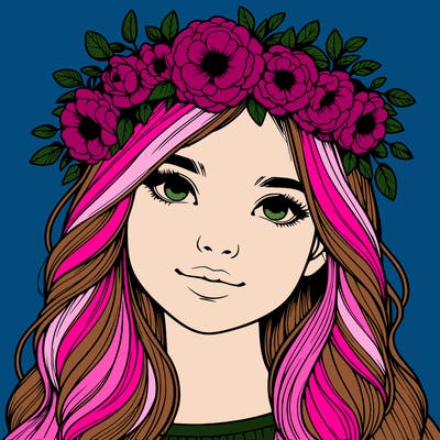 realistic girl with flower crown