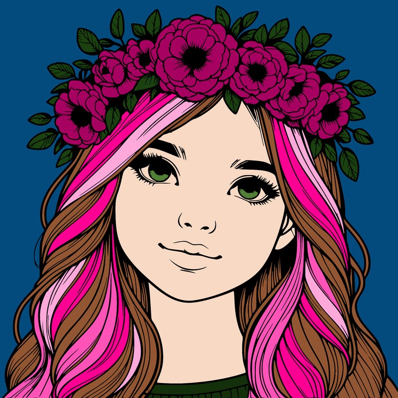 realistic girl with flower crown