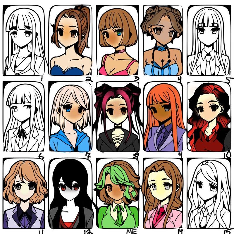 girls that look diffrent anime