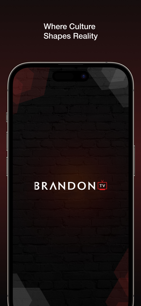 Brandon Studios TV - Brandon TV app splash screen showing the logo and the tagline Where Culture Shapes Reality