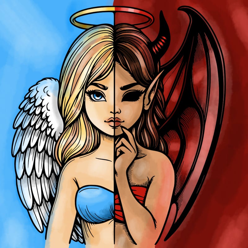 realistic angel half demon