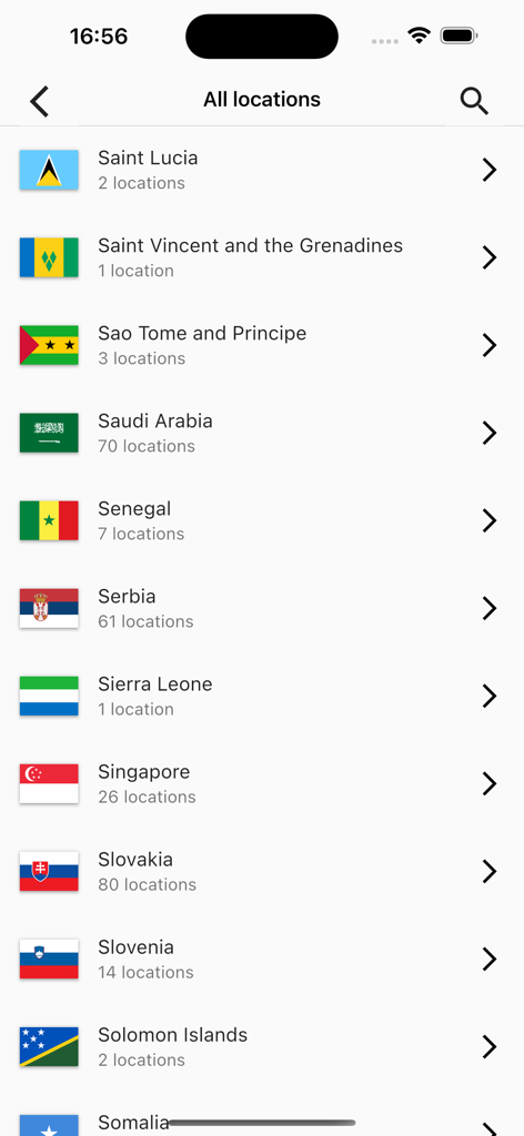 Wrecks & Relics - A list of countries with the number of aircraft relic locations in the Wrecks and Relics app.