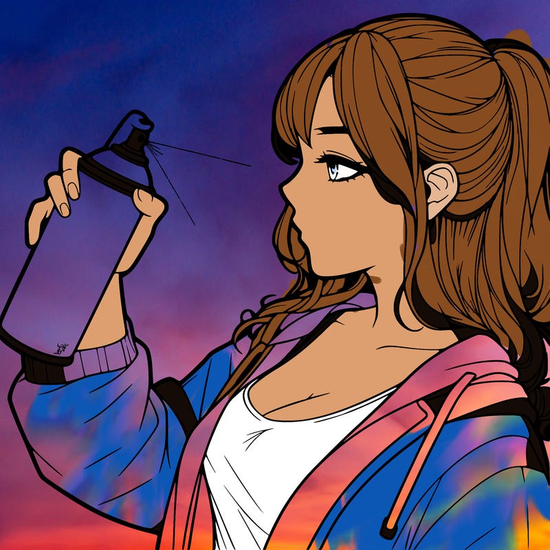 a realistic girl spray, painting
