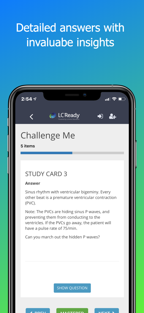 Detaillierte medizinische Erklärung für eine EKG-Challenge-Studienkarte.