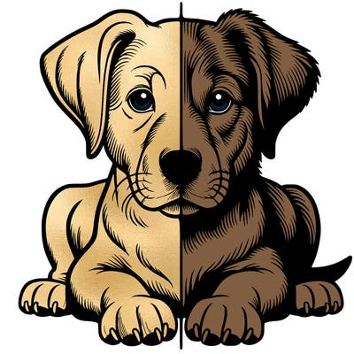 realistic dog split picture