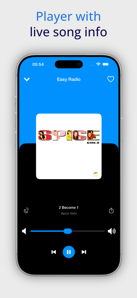 Musikplayer-Bildschirm der Bulgarisches Radio Online App mit Live-Songinformationen und Wiedergabesteuerungen.