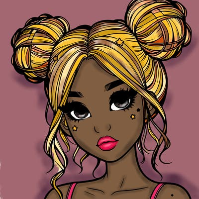 realistic girl with space buns