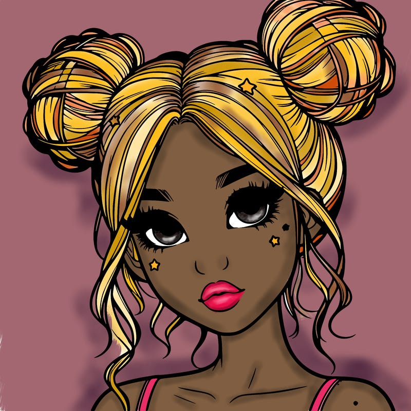 realistic girl with space buns